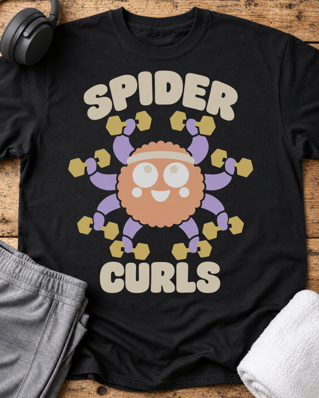 Spider Curls T-Shirt — Black