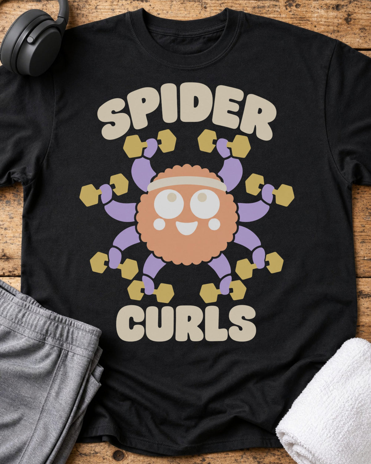 Spider Curls T-Shirt — Black