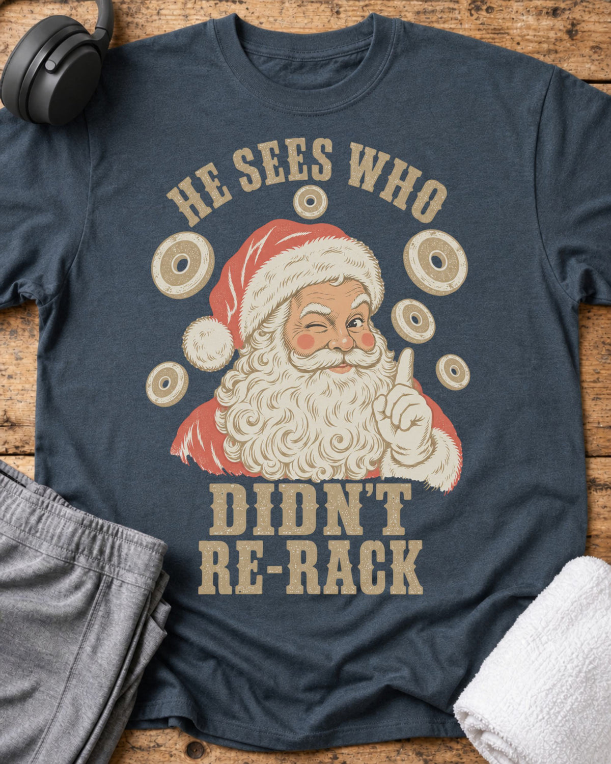 He Sees Santa T-Shirt — Dark Heather
