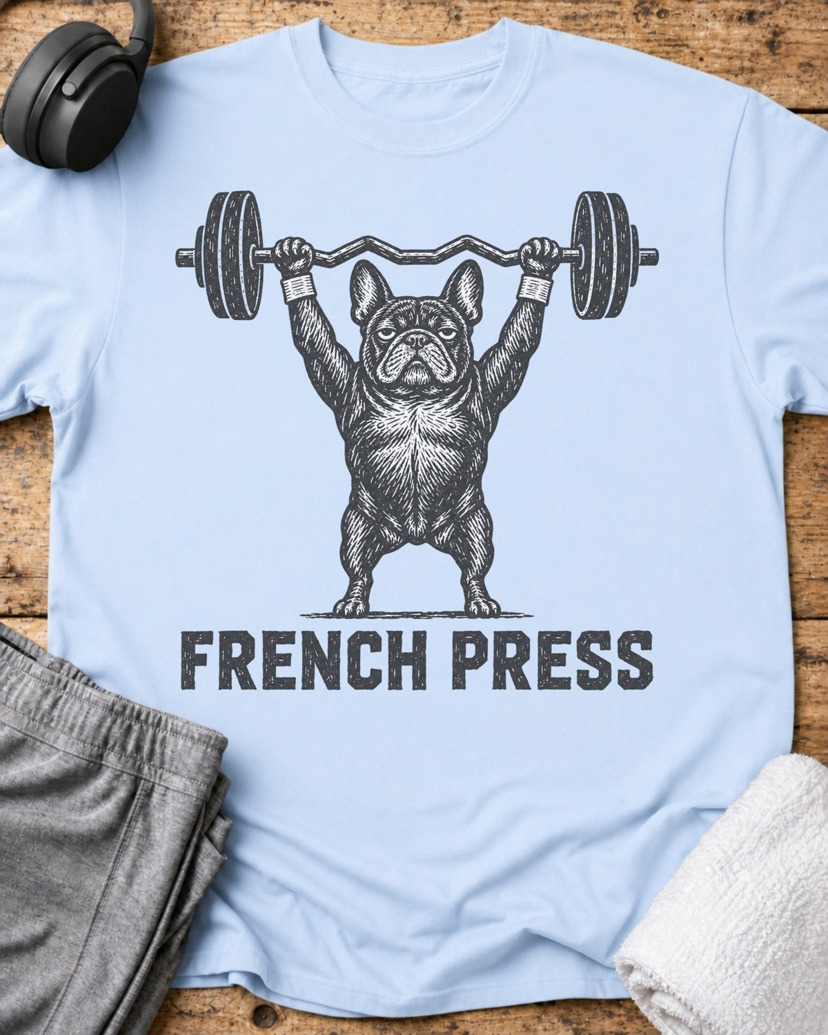 French Press T-Shirt — Light Blue