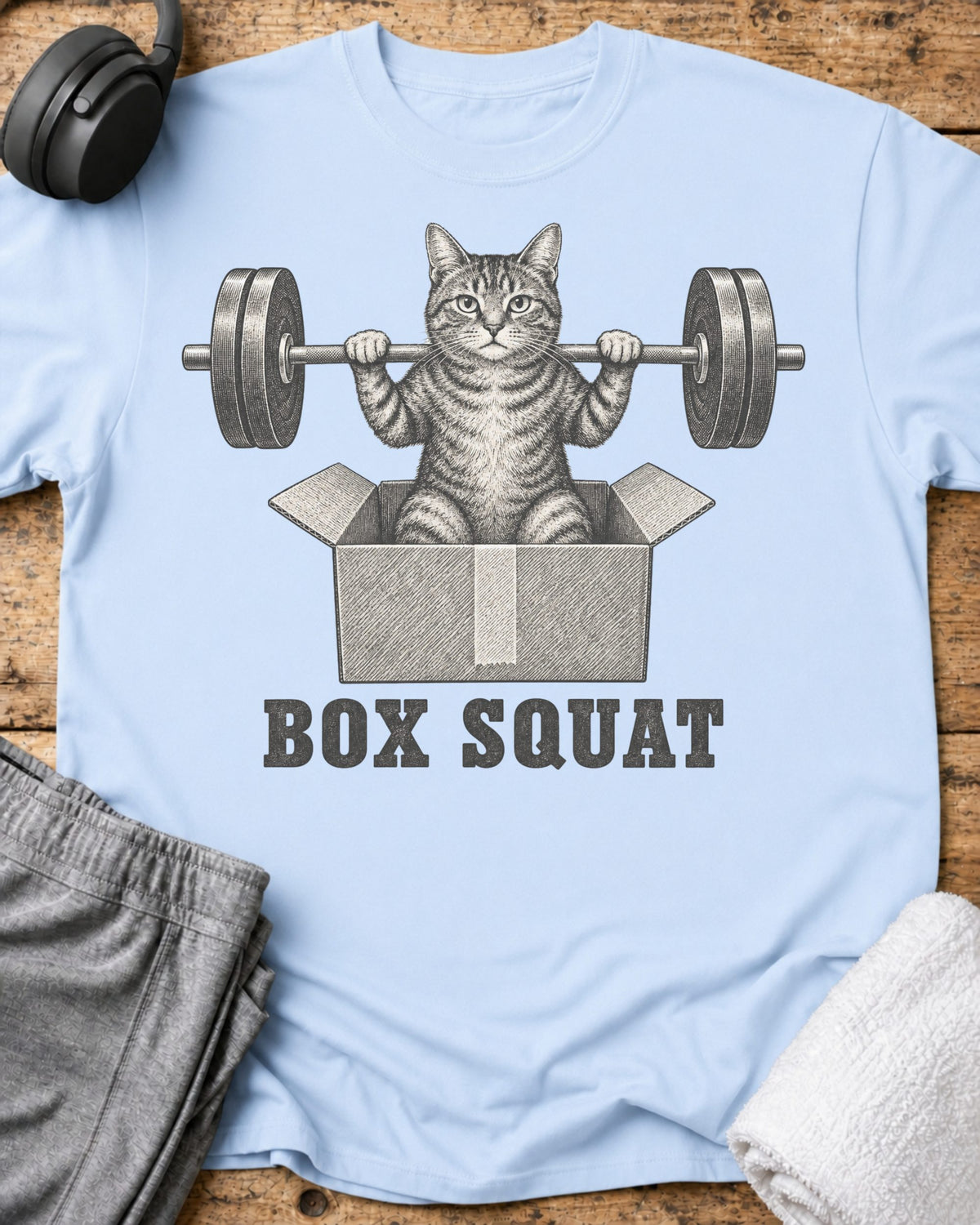 Box Squat T-Shirt — Light Blue
