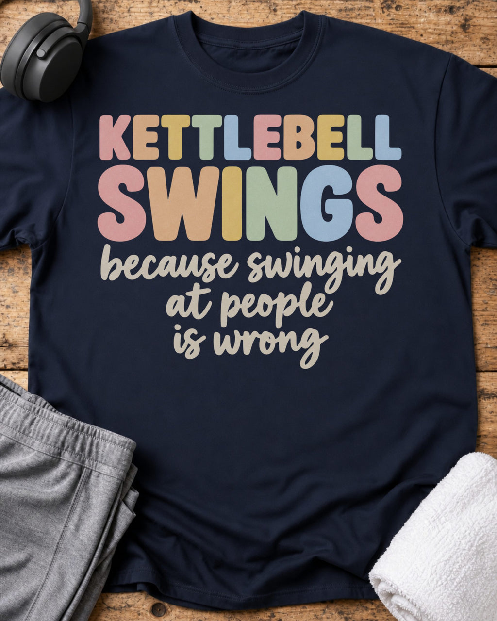 Swinging At People T-Shirt — Navy