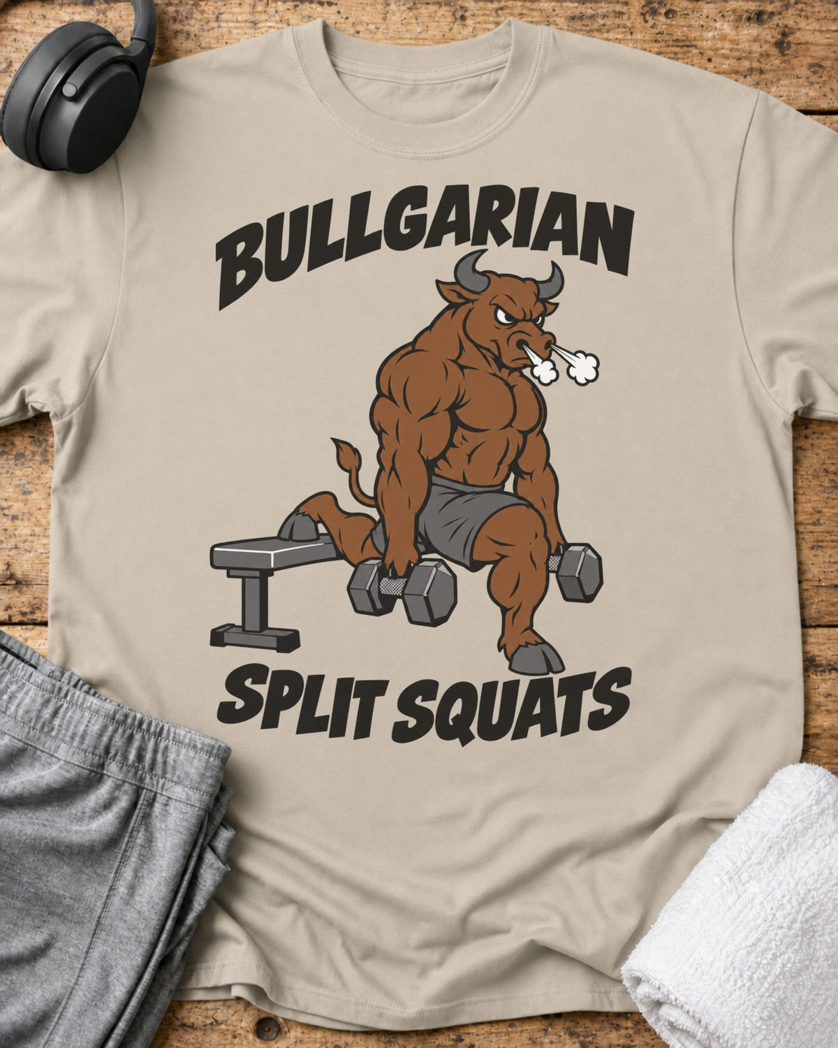 Bullgarian Split Squats T-Shirt — Sand