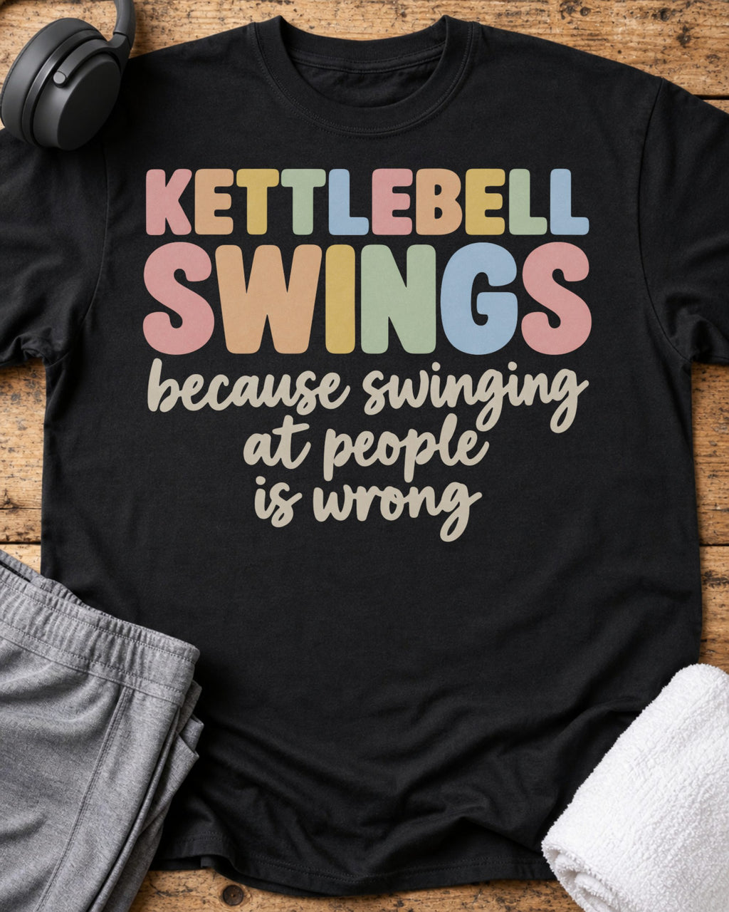 Swinging At People T-Shirt — Black