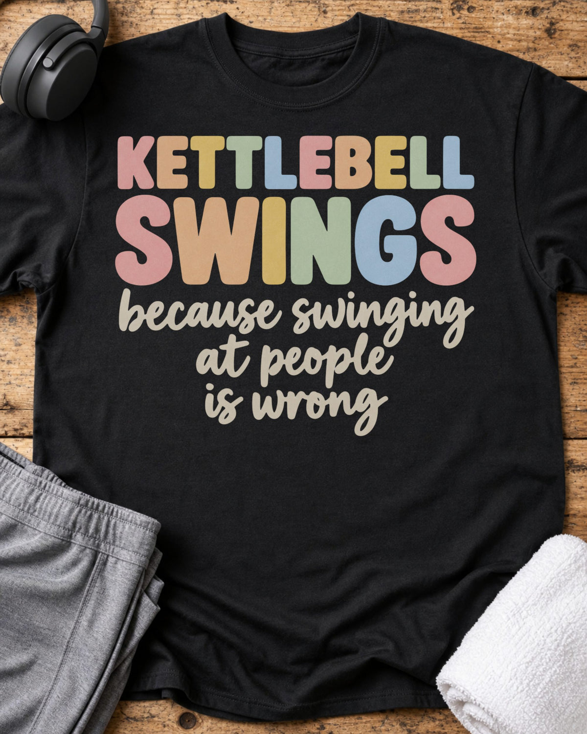 Swinging At People T-Shirt — Black