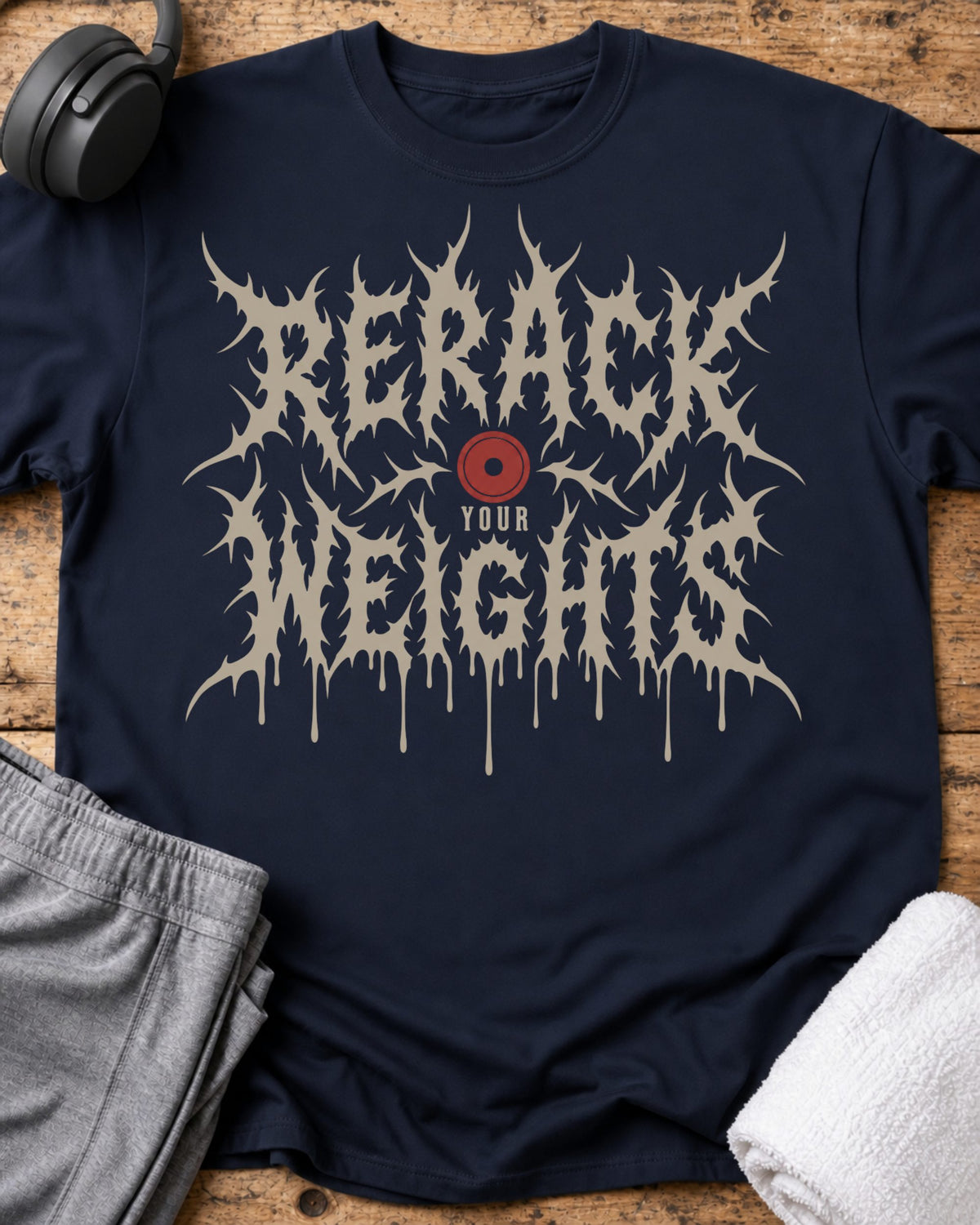 Rerack Your Weights T-Shirt — Navy