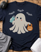Pumpkin Kettlebell Ghost T-Shirt — Navy