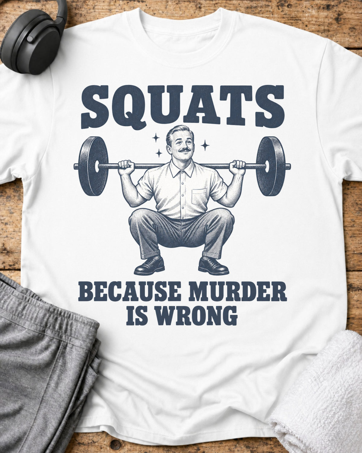 Squats Because Murder T-Shirt — White