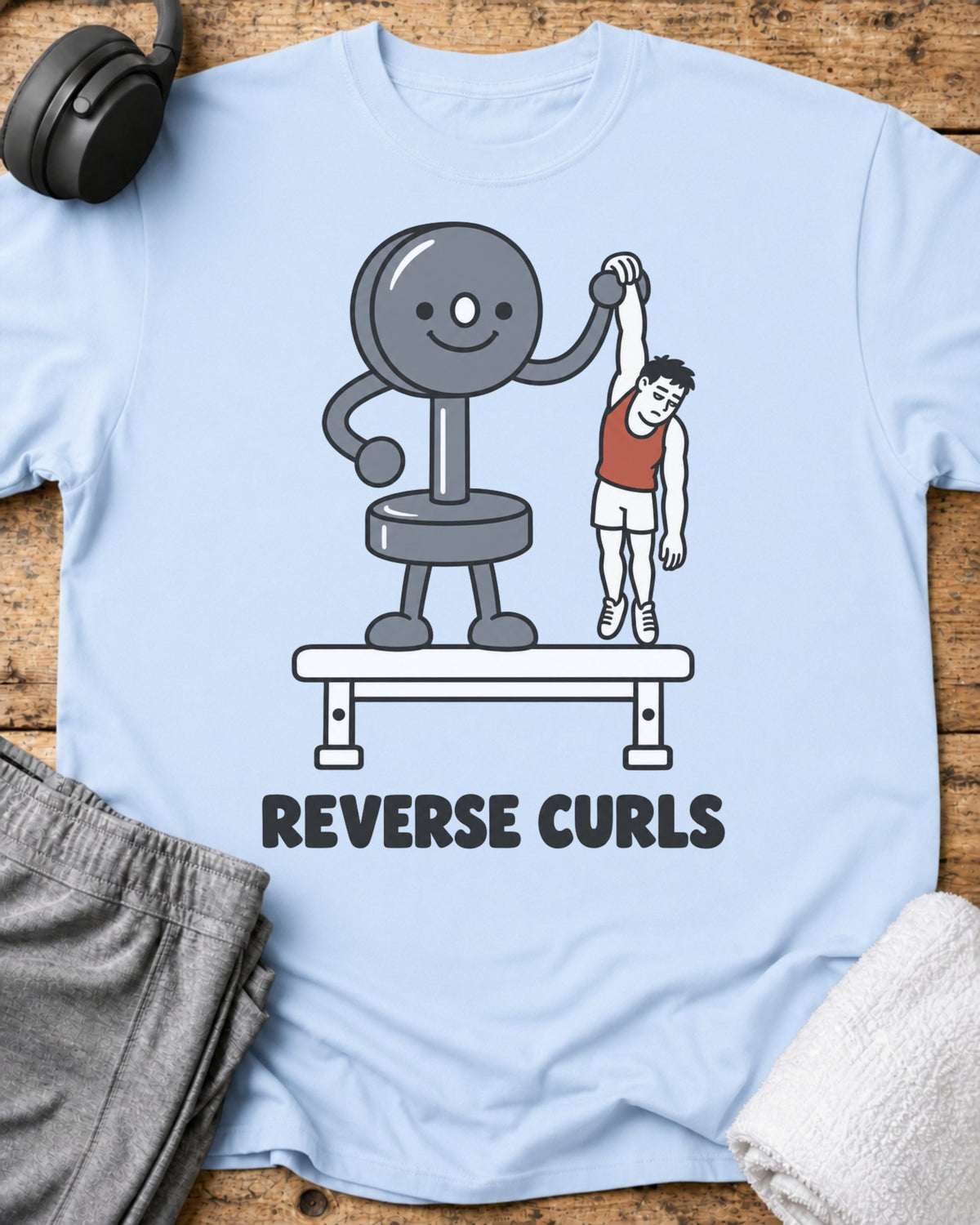 Reverse Curls T-Shirt — Light Blue