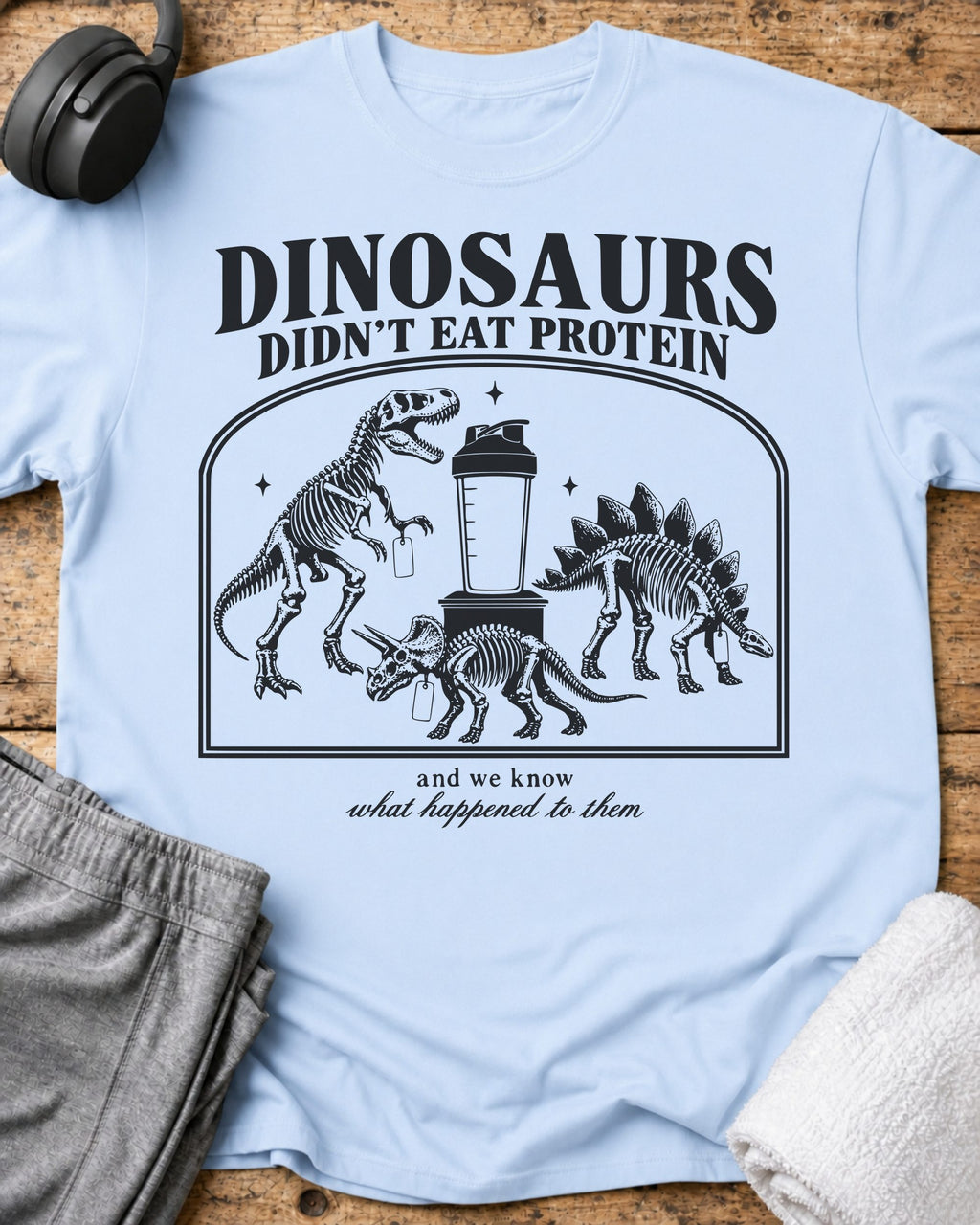 Dinosaurs Protein T-Shirt — Light Blue