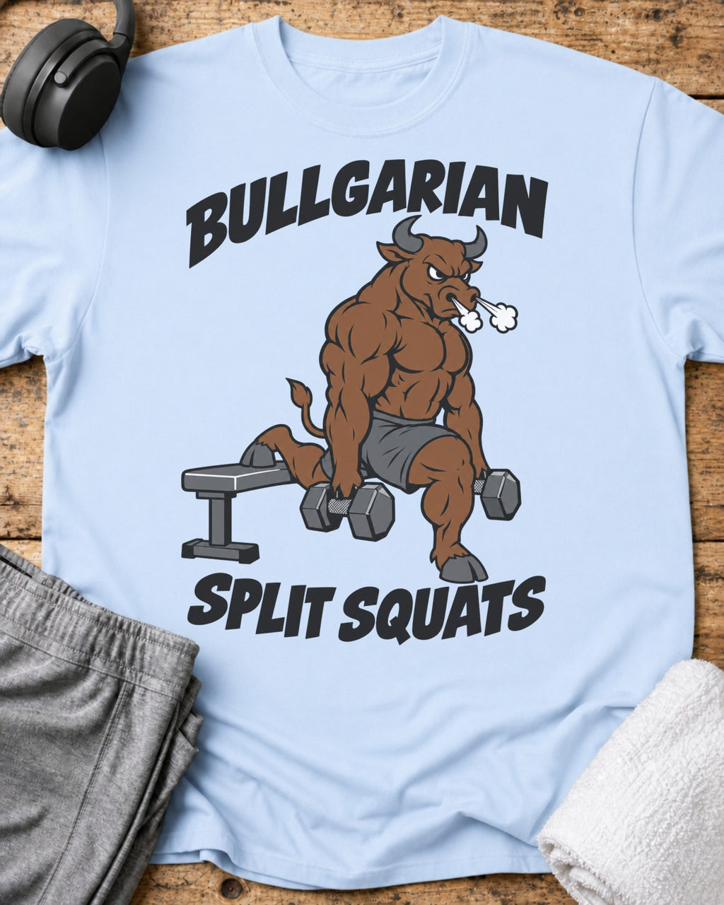 Bullgarian Split Squats T-Shirt — Light Blue