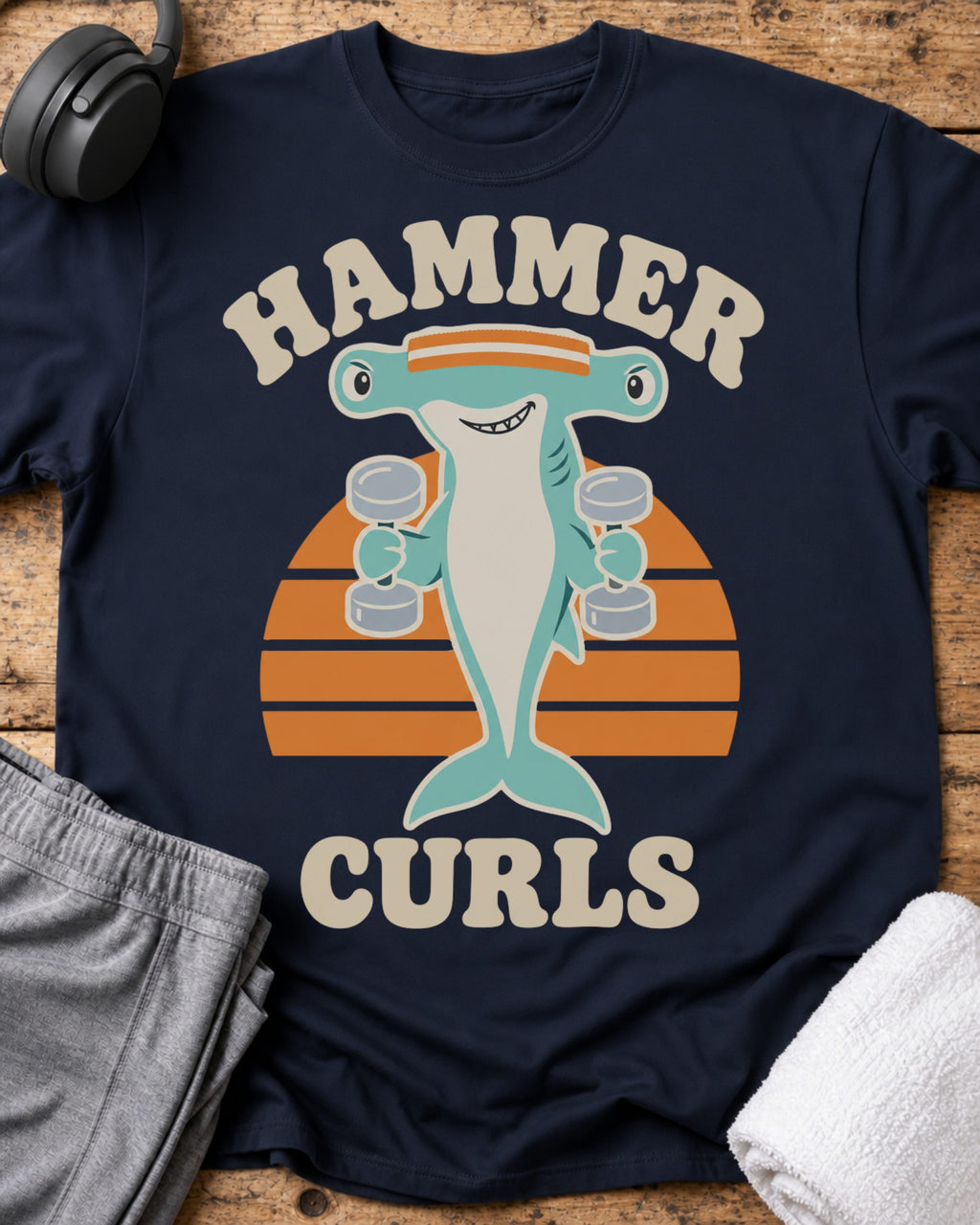 Hammer Curls T-Shirt — Navy