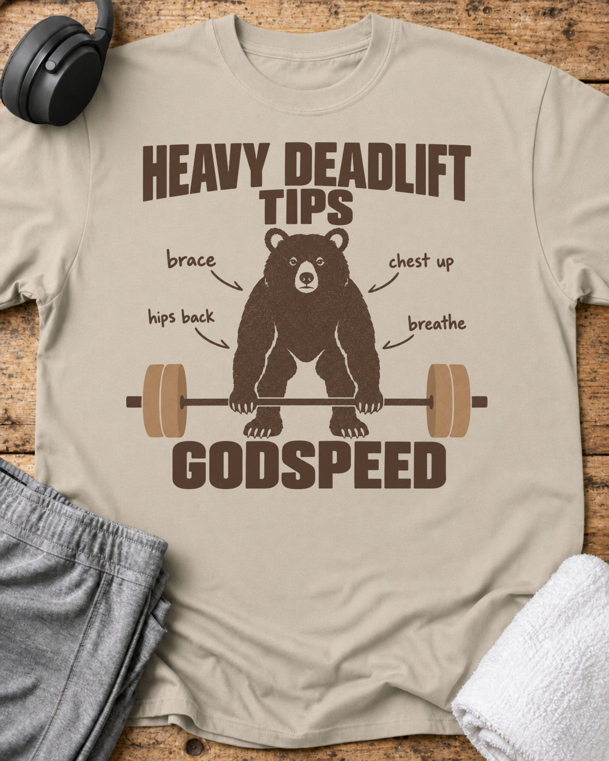 Heavy Deadlift Tips T-Shirt — Sand