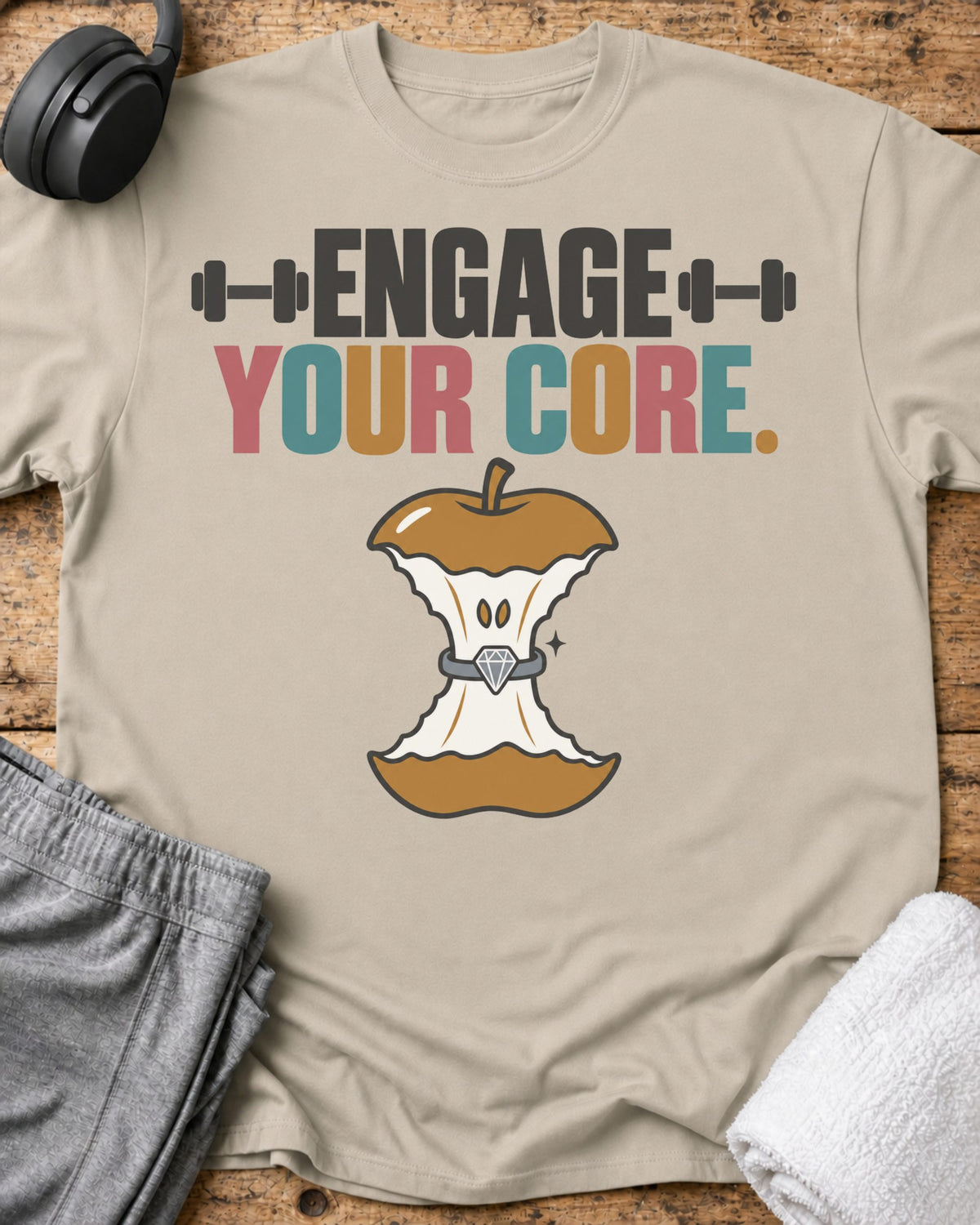 Engage Your Core T-Shirt — Sand