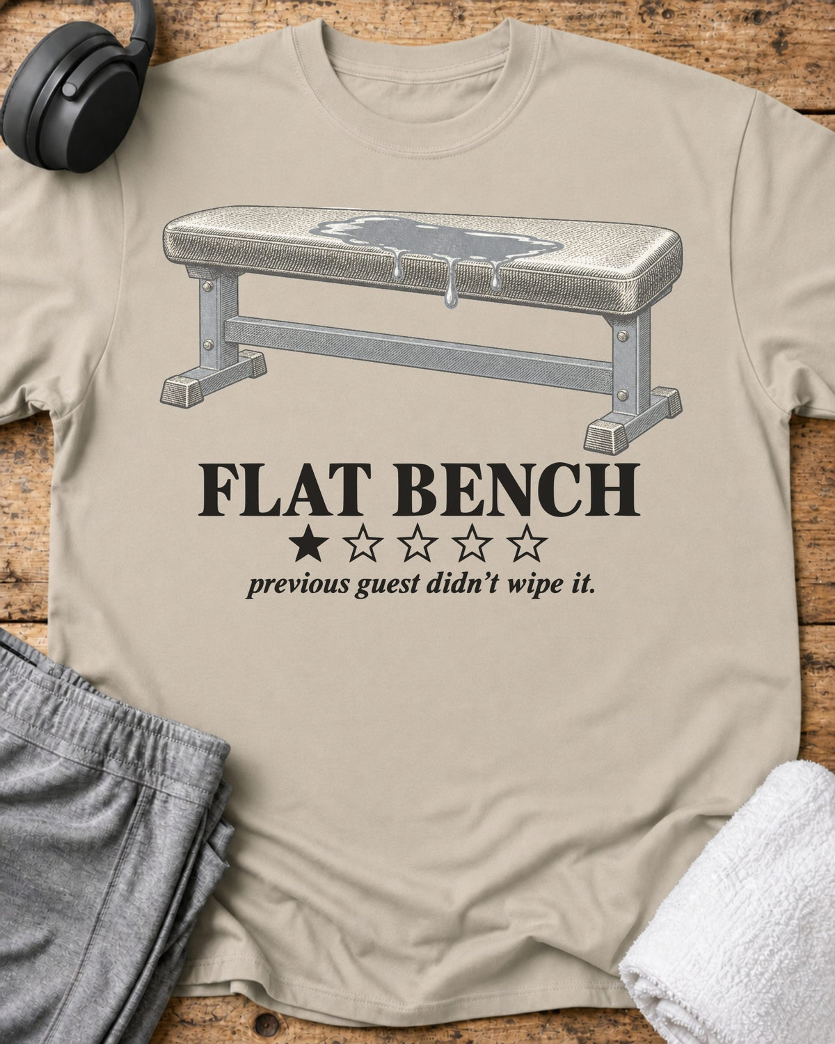 Flat Bench Review T-Shirt — Sand