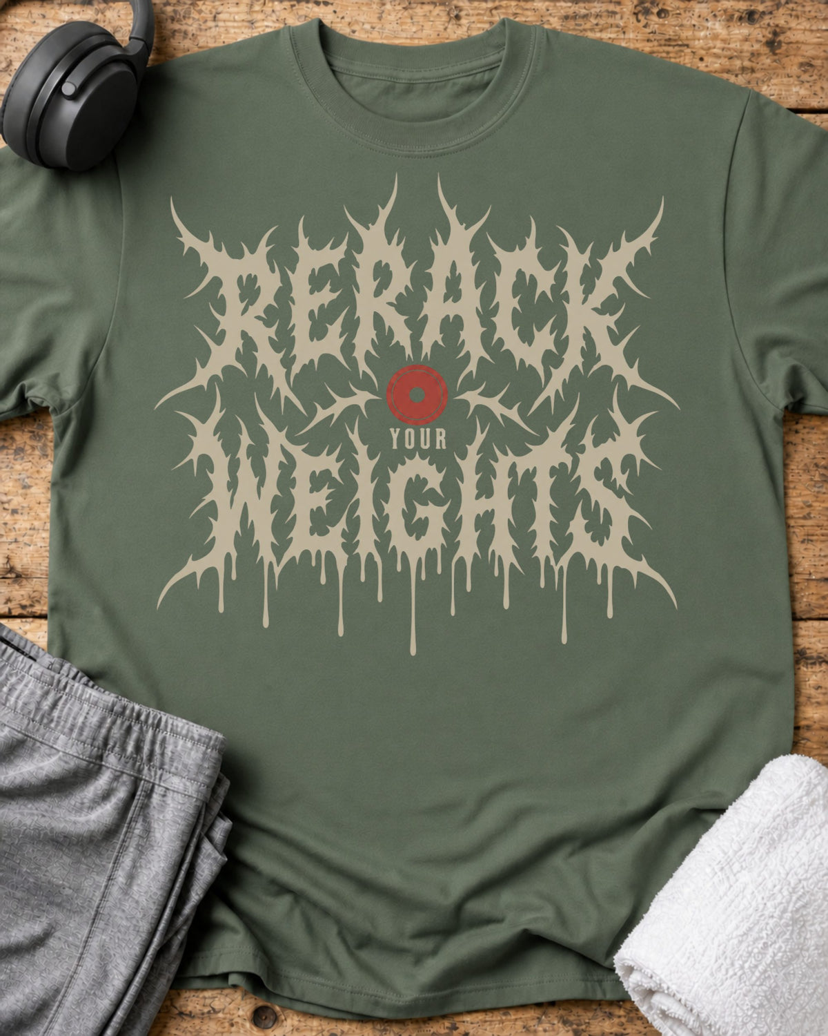 Rerack Your Weights T-Shirt — Military Green