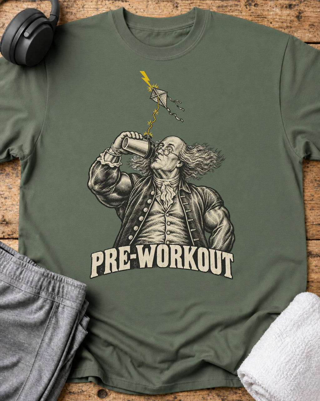 Pre-workout Franklin T-Shirt — Military Green