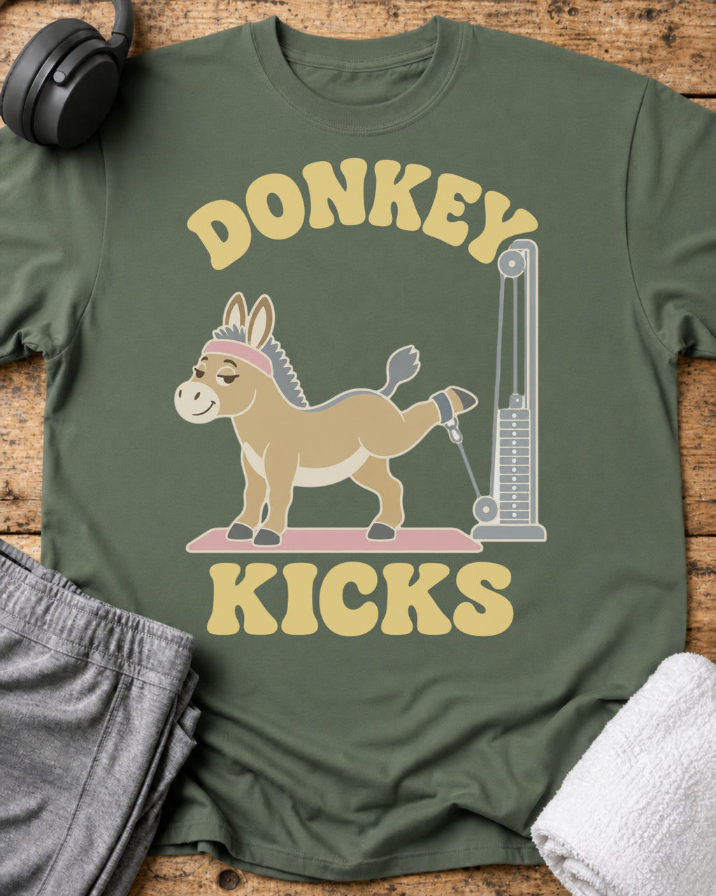 Donkey Kicks T-Shirt — Military Green