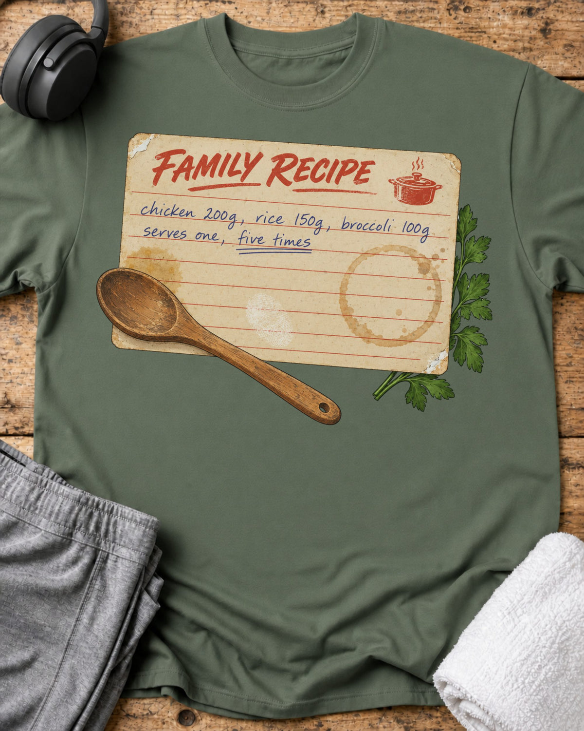 Family Recipe T-Shirt — Military Green