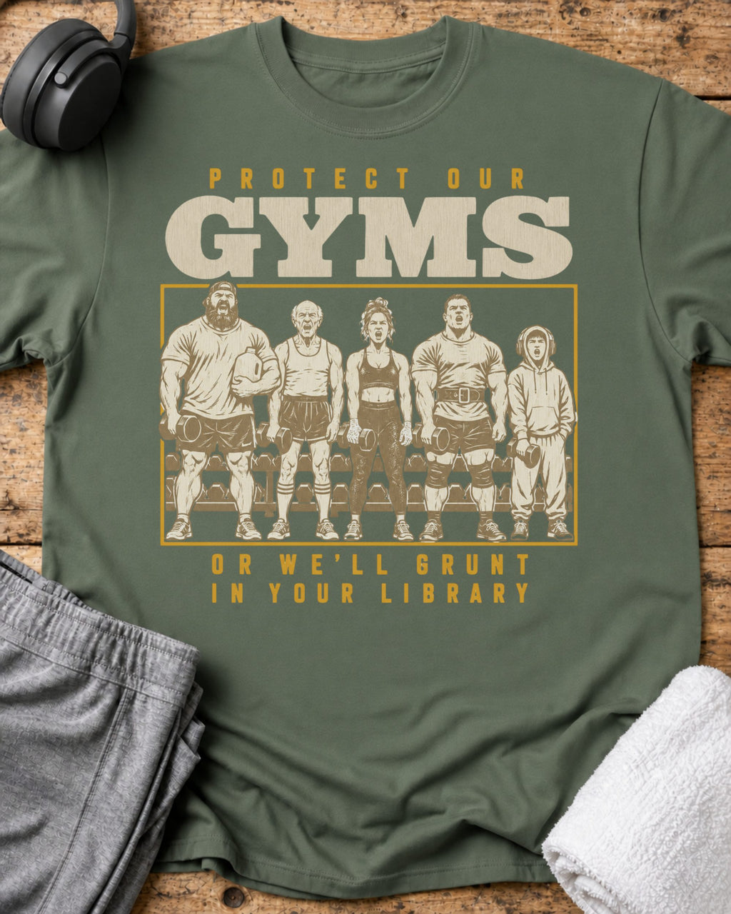 Protect Our Gyms T-Shirt — Military Green