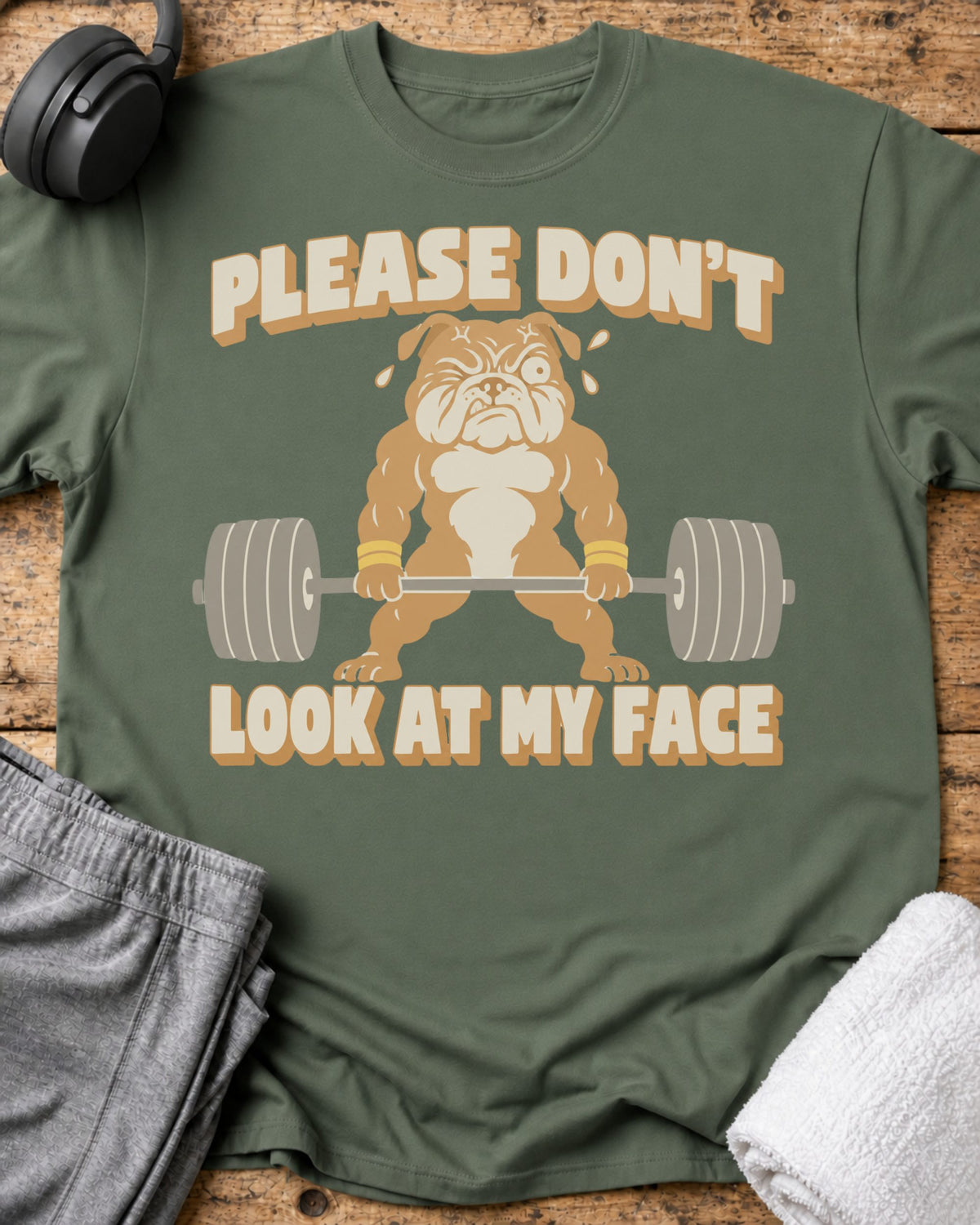 Please Don't Look T-Shirt — Military Green