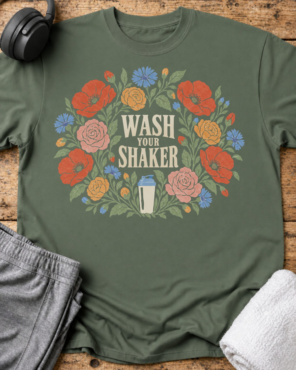 Wash Your Shaker T-Shirt — Military Green