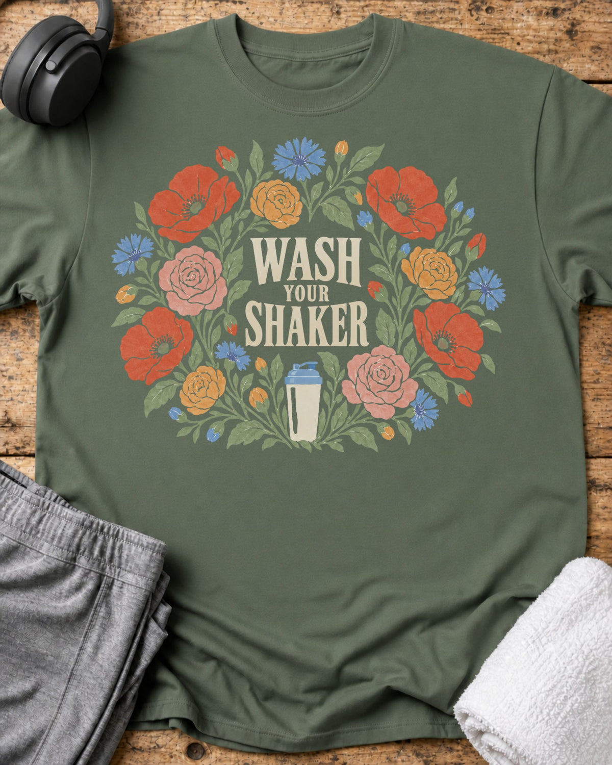 Wash Your Shaker T-Shirt — Military Green