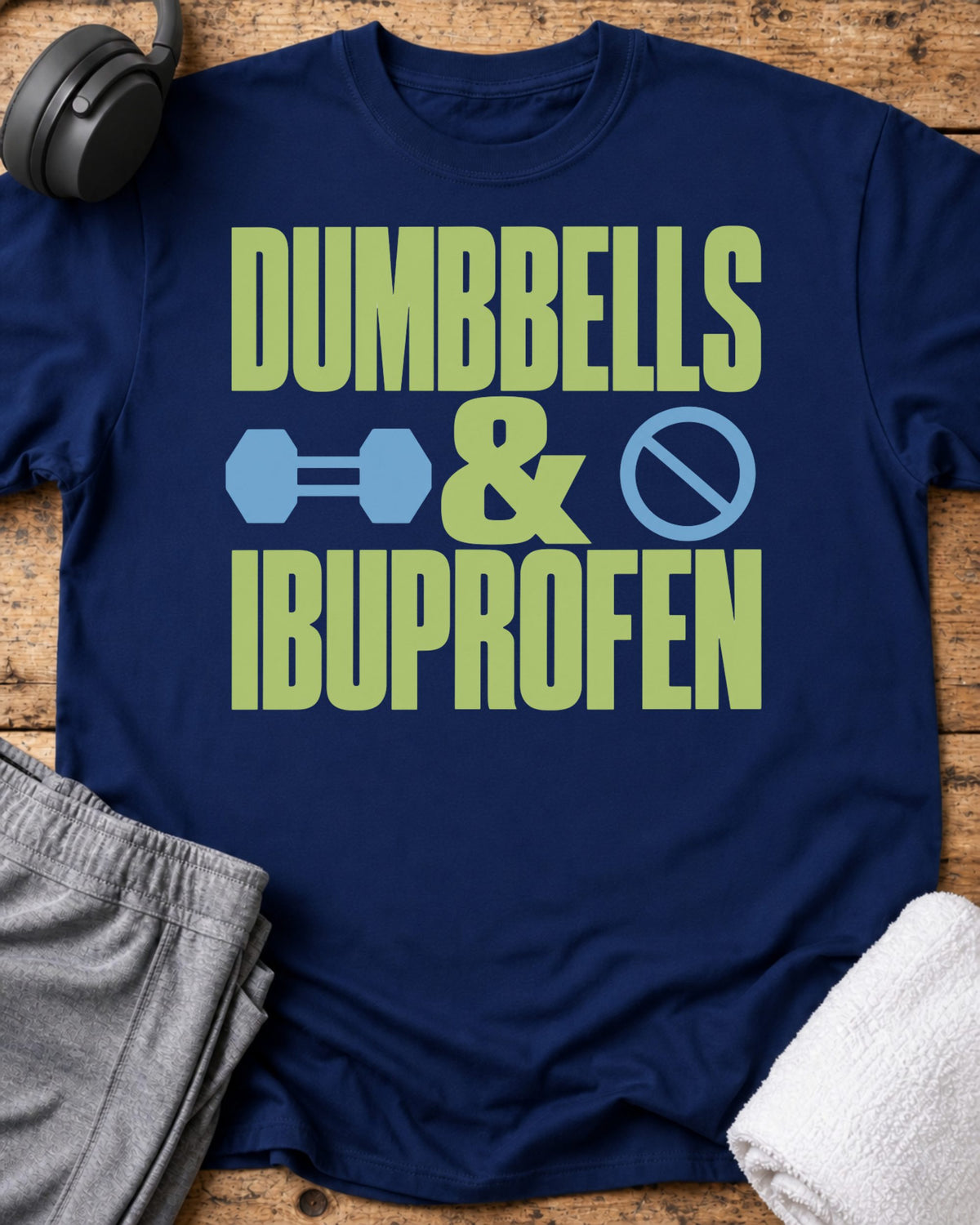 Dumbbells And Ibuprofen T-Shirt — Royal