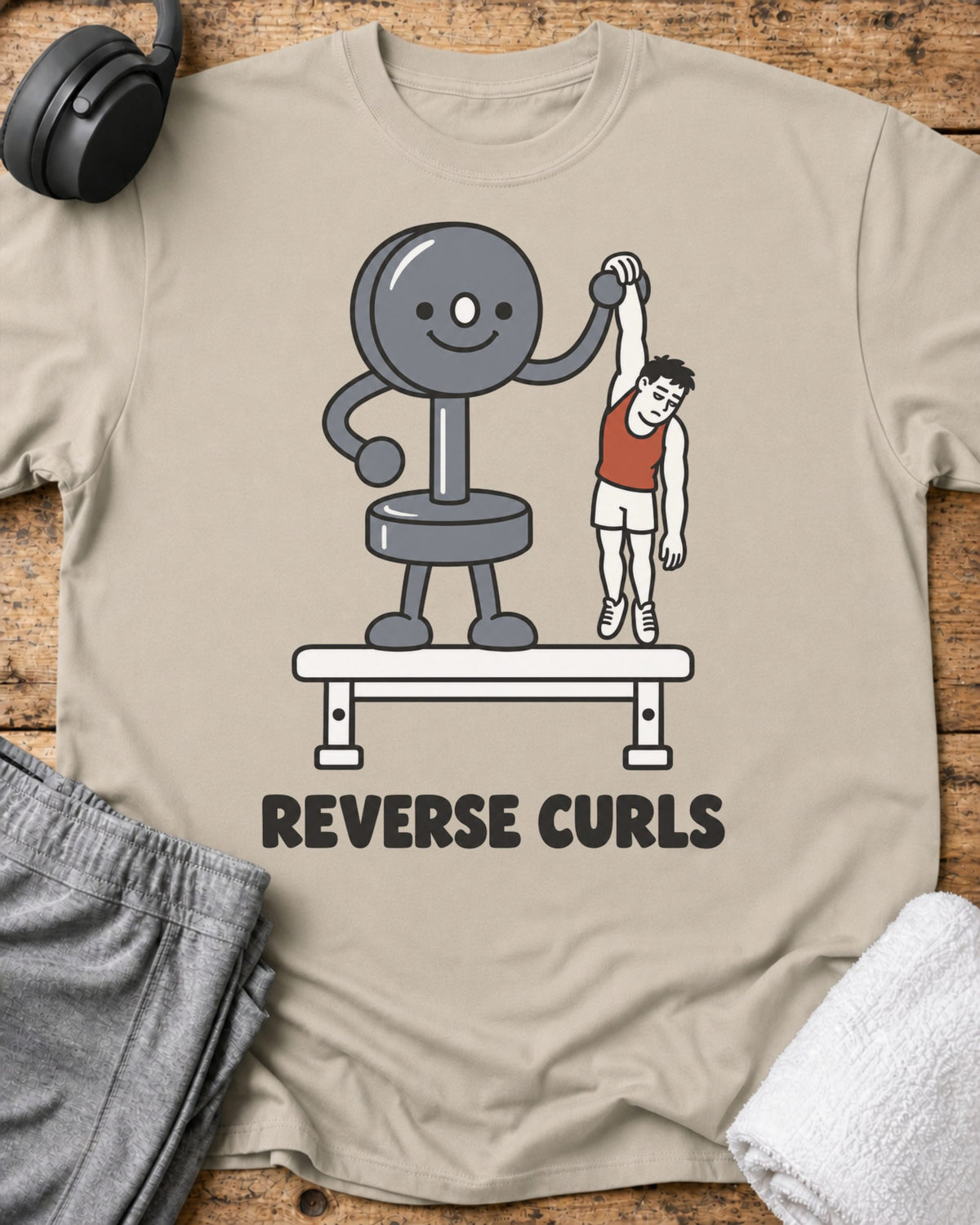 Reverse Curls T-Shirt — Sand