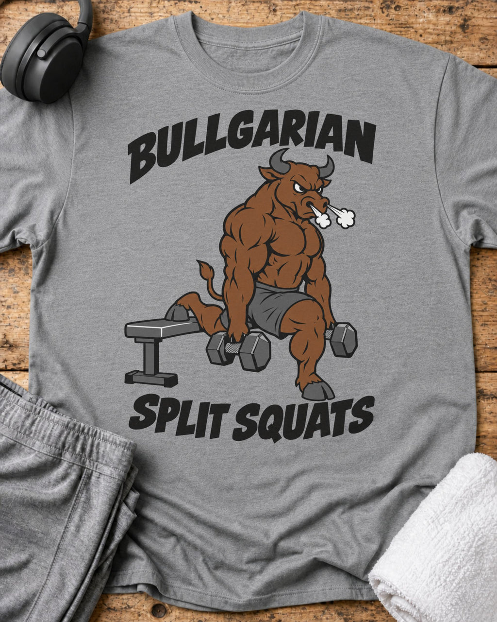 Bullgarian Split Squats T-Shirt — Sport Grey