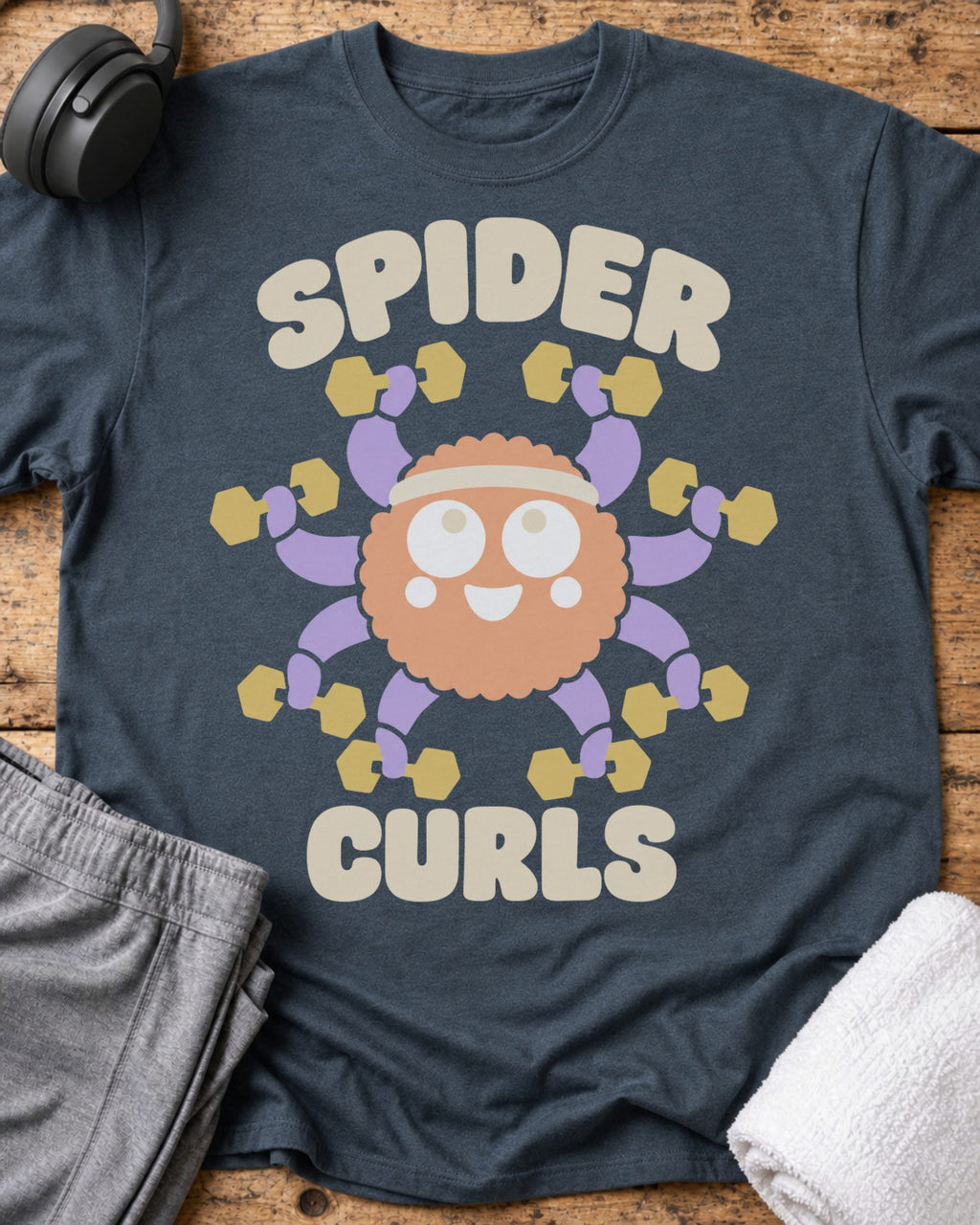 Spider Curls T-Shirt — Dark Heather