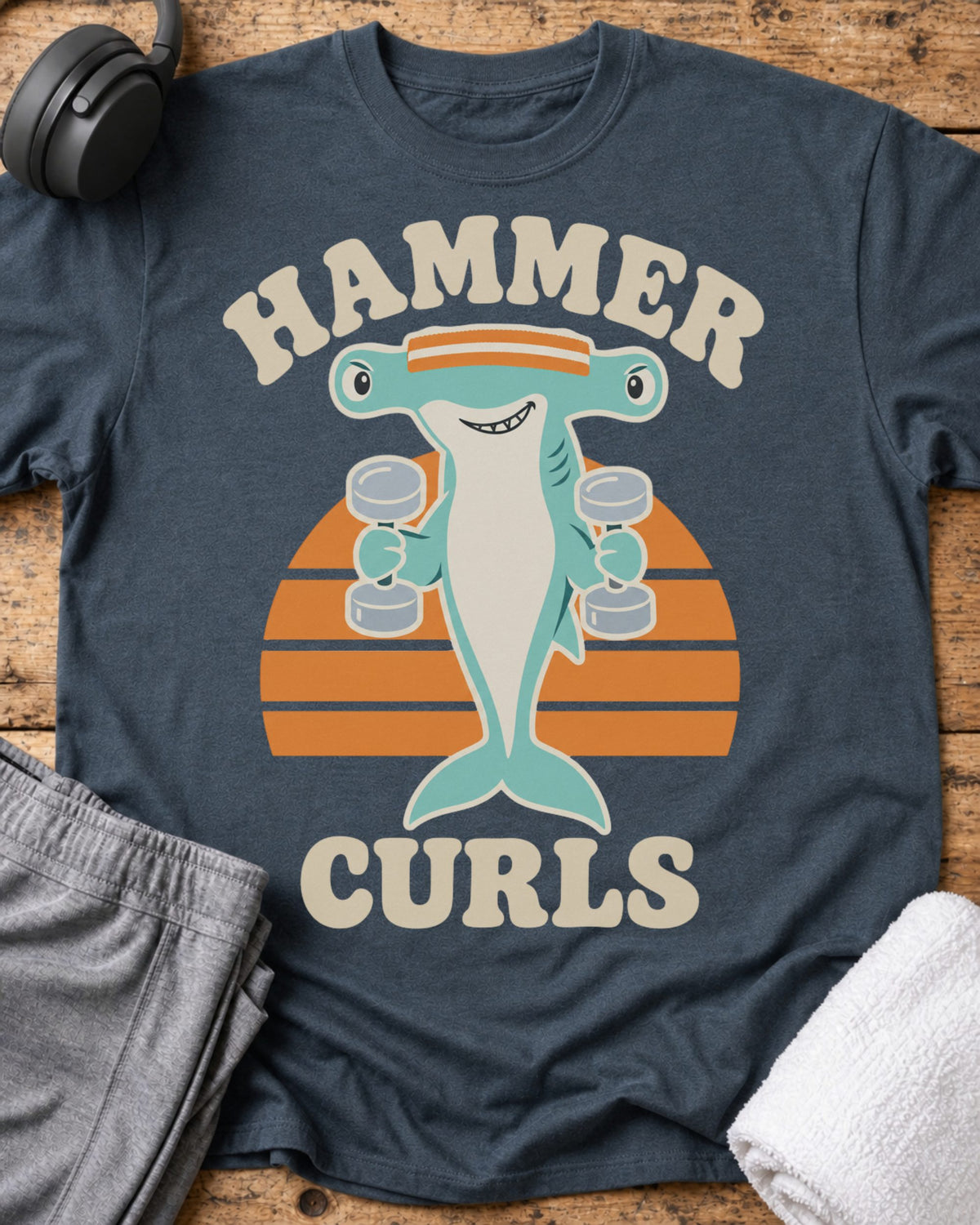 Hammer Curls T-Shirt — Dark Heather