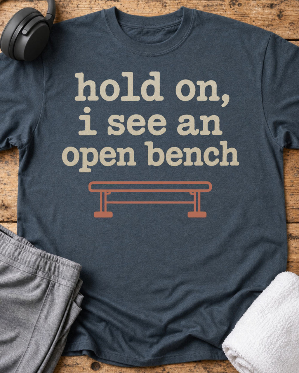 Hold On Bench T-Shirt — Dark Heather