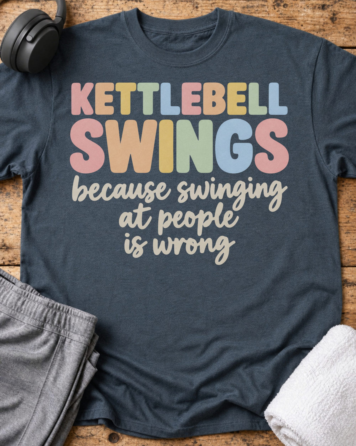 Swinging At People T-Shirt — Dark Heather