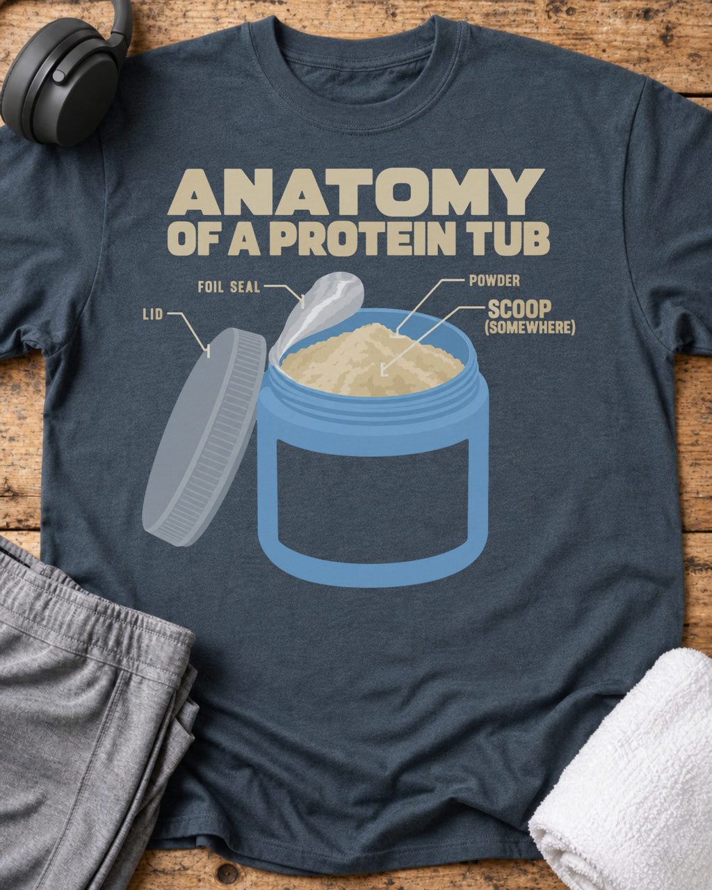 Anatomy Protein Tub T-Shirt — Dark Heather