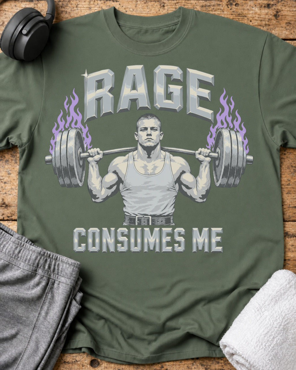 Rage Consumes Me T-Shirt — Military Green