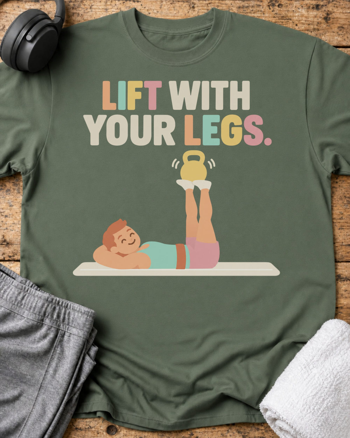 Lift With Legs T-Shirt — Military Green