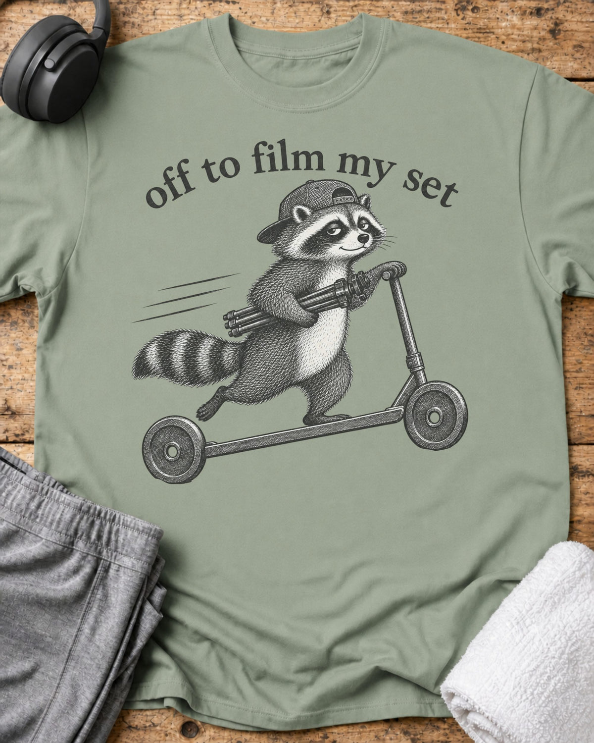 Off To Film T-Shirt — Sage