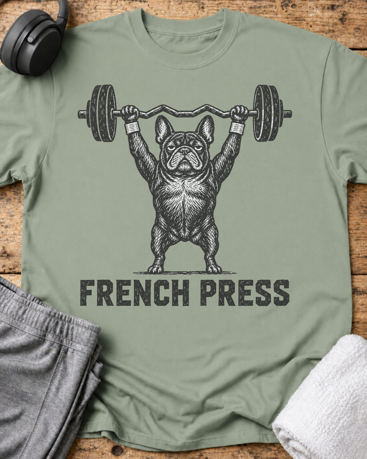 French Press T-Shirt — Sage