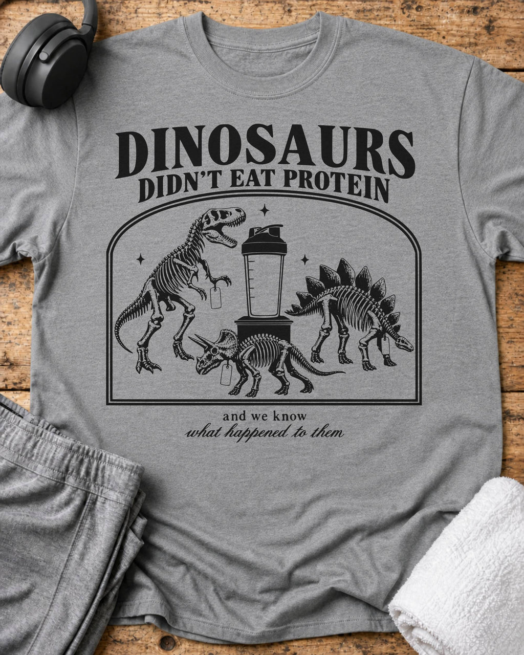 Dinosaurs Protein T-Shirt — Sport Grey
