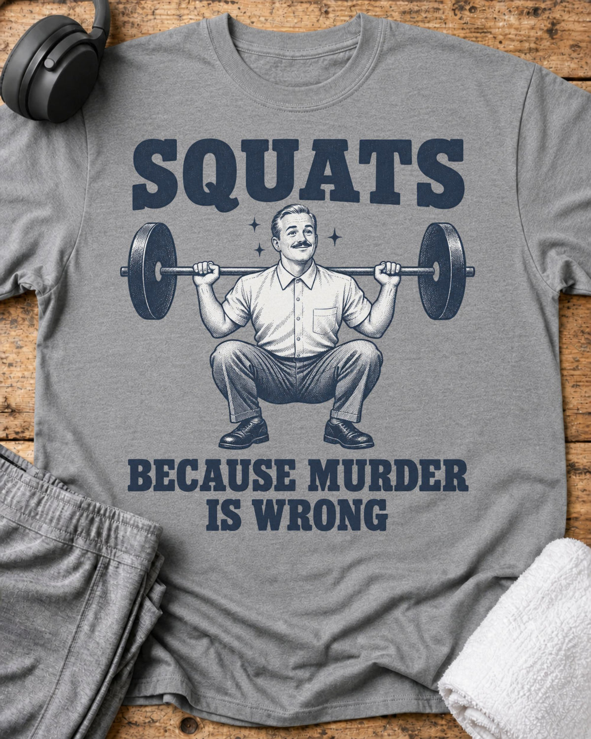Squats Because Murder T-Shirt — Sport Grey