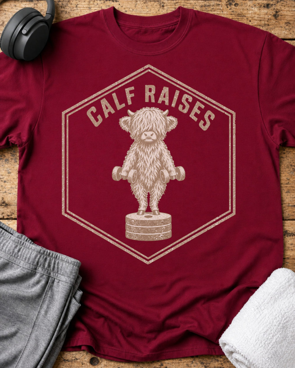 Calf Raises T-Shirt — Cardinal Red