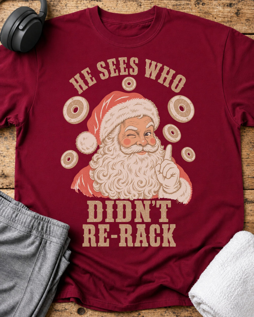 He Sees Santa T-Shirt — Cardinal Red