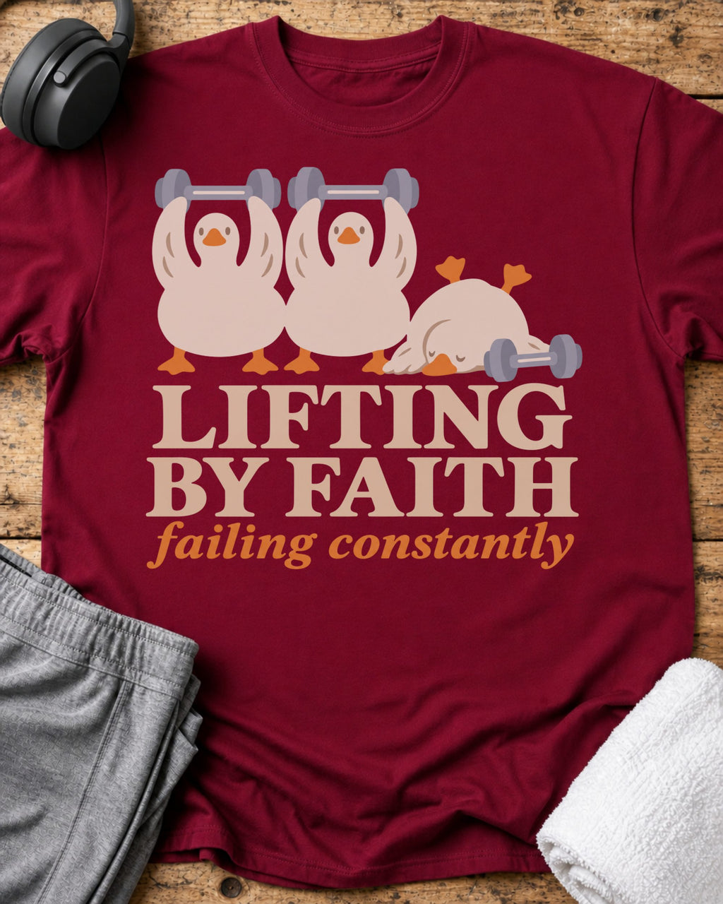Lifting By Faith T-Shirt — Cardinal Red