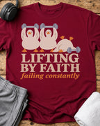 Lifting By Faith T-Shirt — Cardinal Red