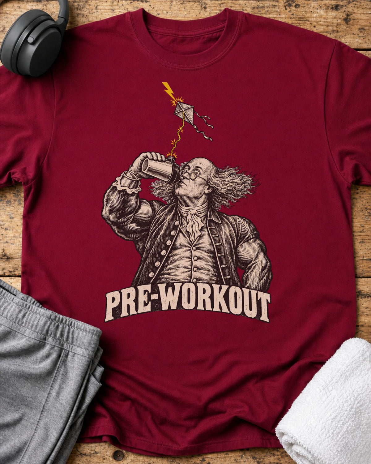 Pre-workout Franklin T-Shirt — Cardinal Red