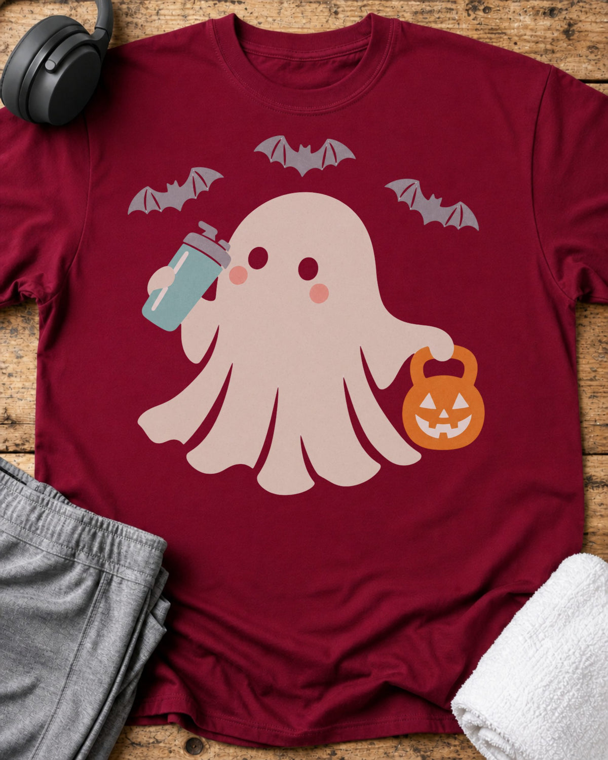 Pumpkin Kettlebell Ghost T-Shirt — Cardinal Red