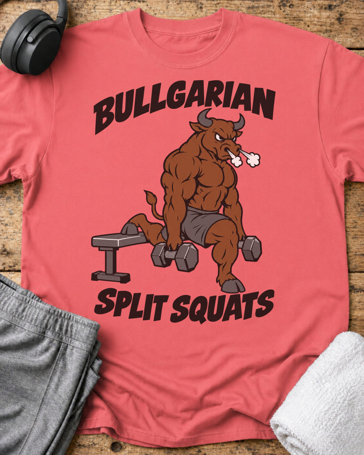 Bullgarian Split Squats T-Shirt — Coral Silk