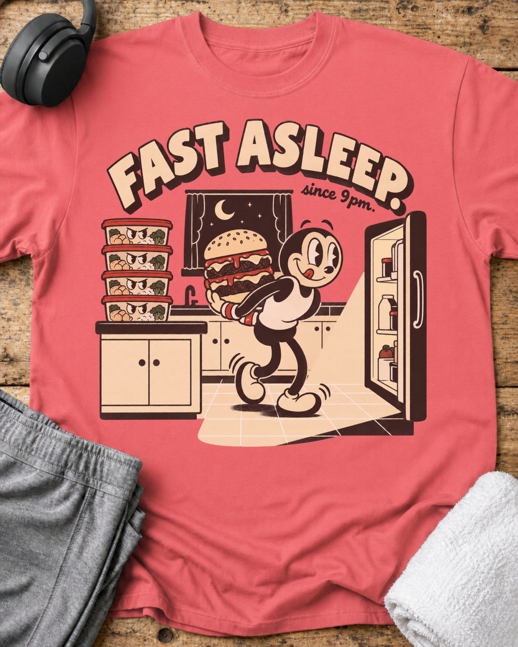 Fast Asleep T-Shirt — Coral Silk