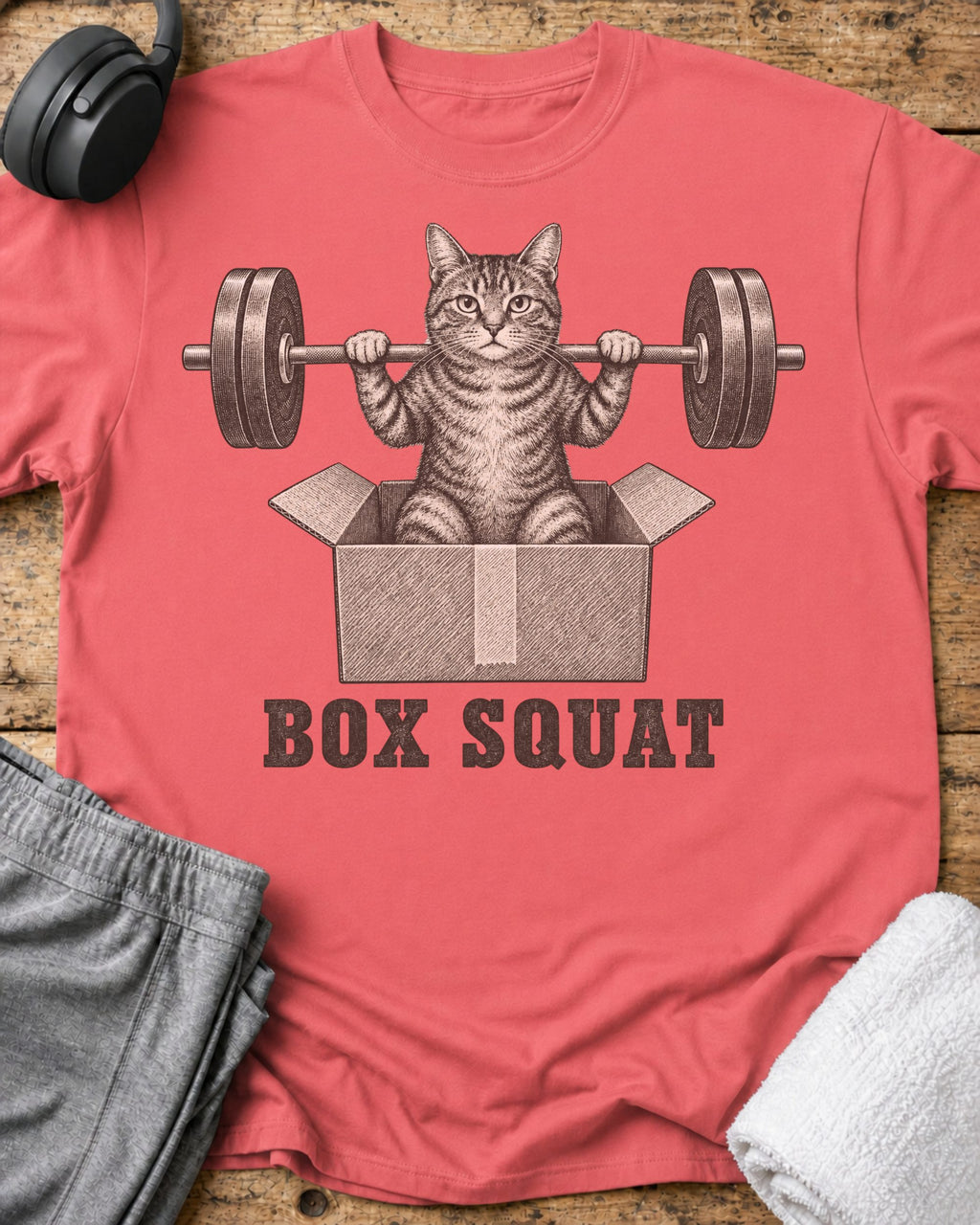 Box Squat T-Shirt — Coral Silk